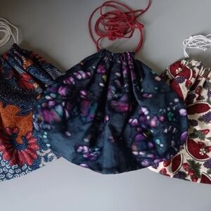 3 Artisan Bags Drawstring With Vibrant Colors And Designs. New!